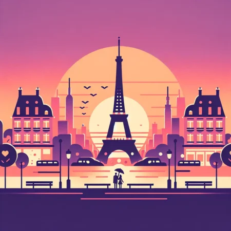 Foto Senja di Kota Paris yang Romantis